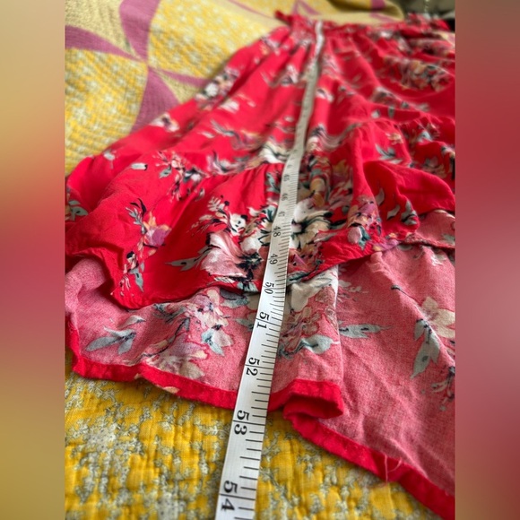 Floral Red Wrap Maxi Dress Band of Gypsies Size M Pockets V-neck Flowy - Picture 9 of 10